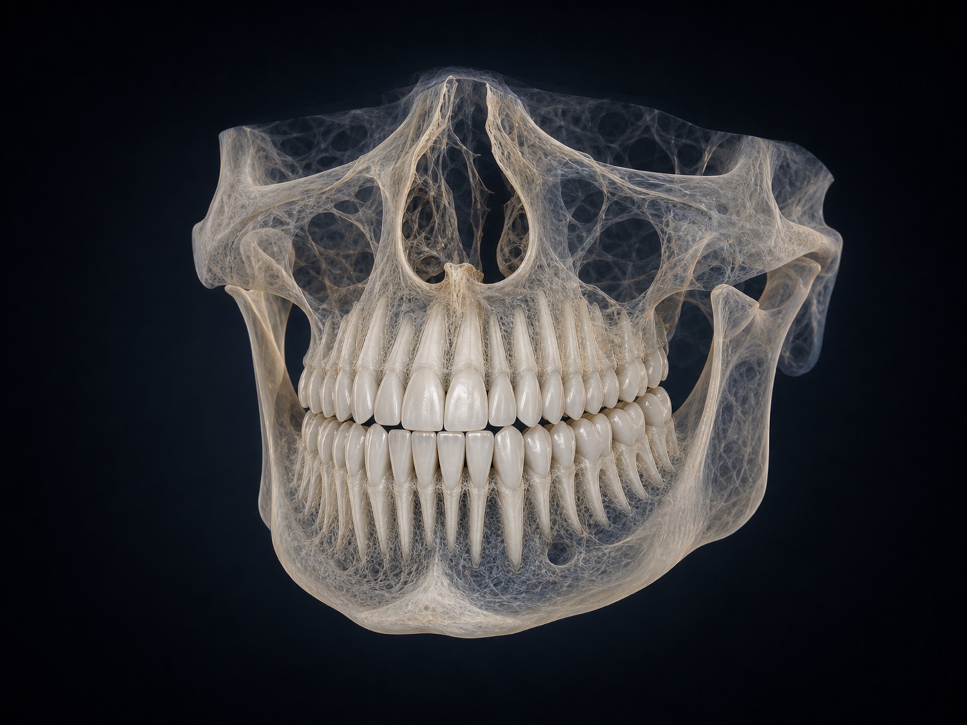 Dental CBCT verisini temsil eden üç boyutlu çene, diş ve kök rekonstrüksiyonu